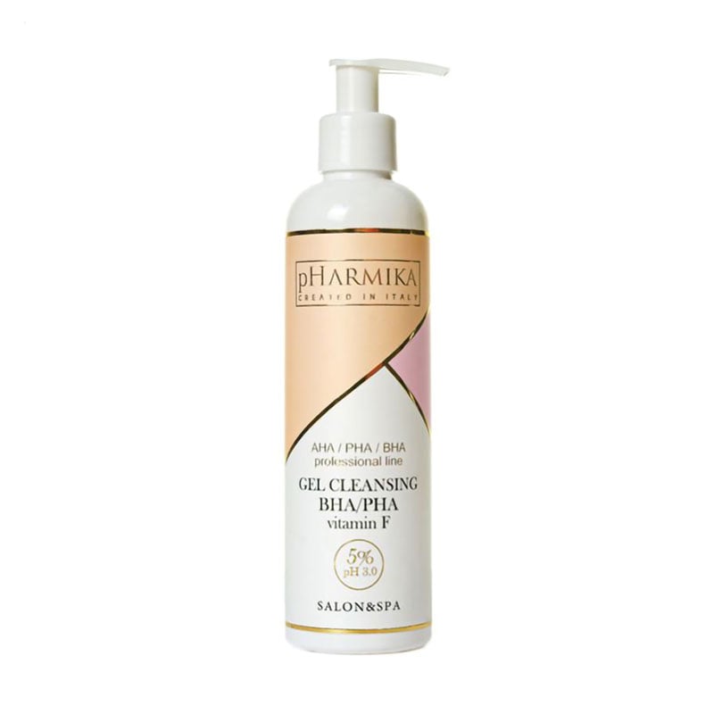 Очищувальний гель для обличчя pHarmika Gel Cleansing BHA/PHA кислотами та вітаміном F 5% рН 3.0, 250 мл
