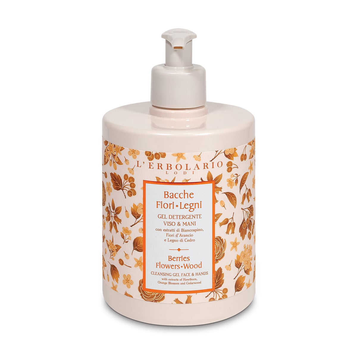 Очищувальний гель для обличчя та рук L'Erbolario Berries Flowers Wood Cleansing Gel Face &amp; Hands Сади Ломбардії, 500 мл
